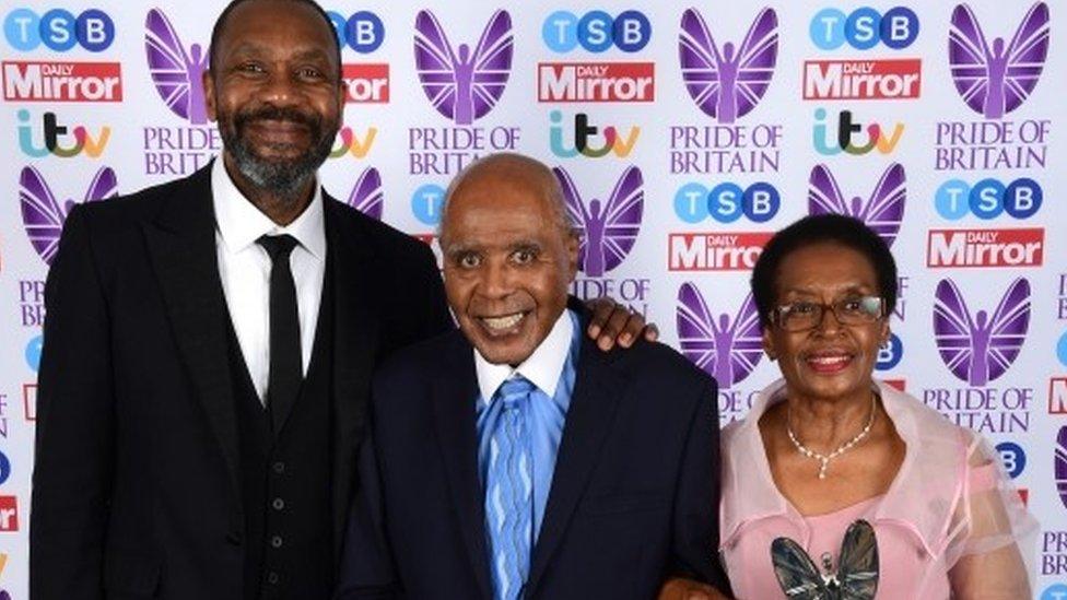 Paul Stephenson receives his Lifetime Achievement award from Sir Lenny Henry