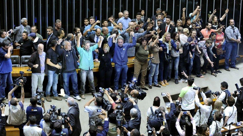 Protesters demanding military rule take over Brasilia chamber of Congress