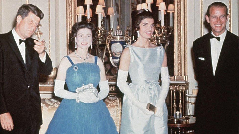 The Queen in 1961 with the Kennedys