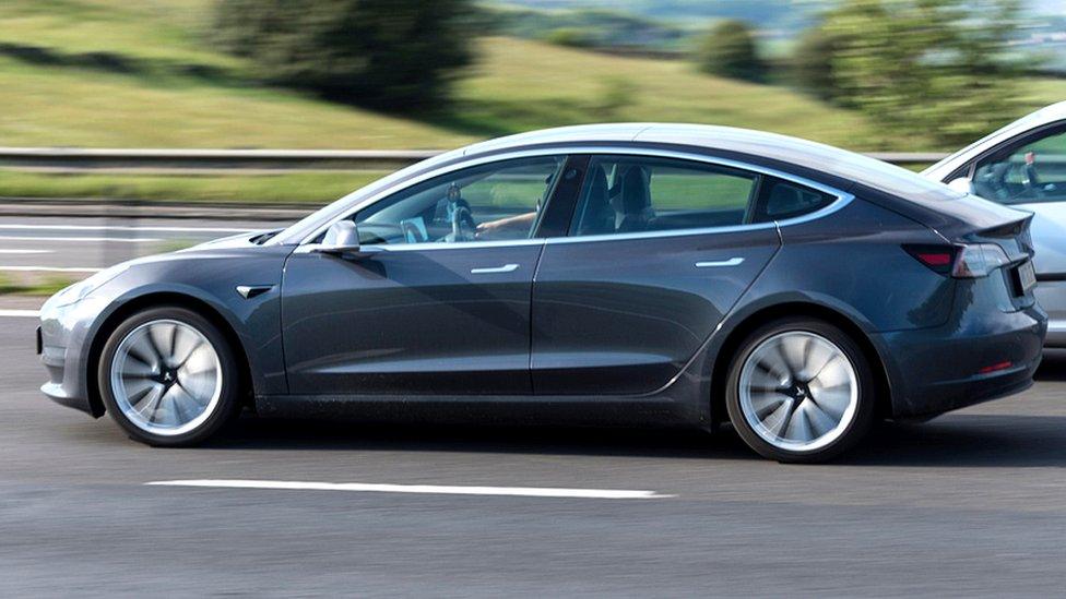 Electric car on a motorway