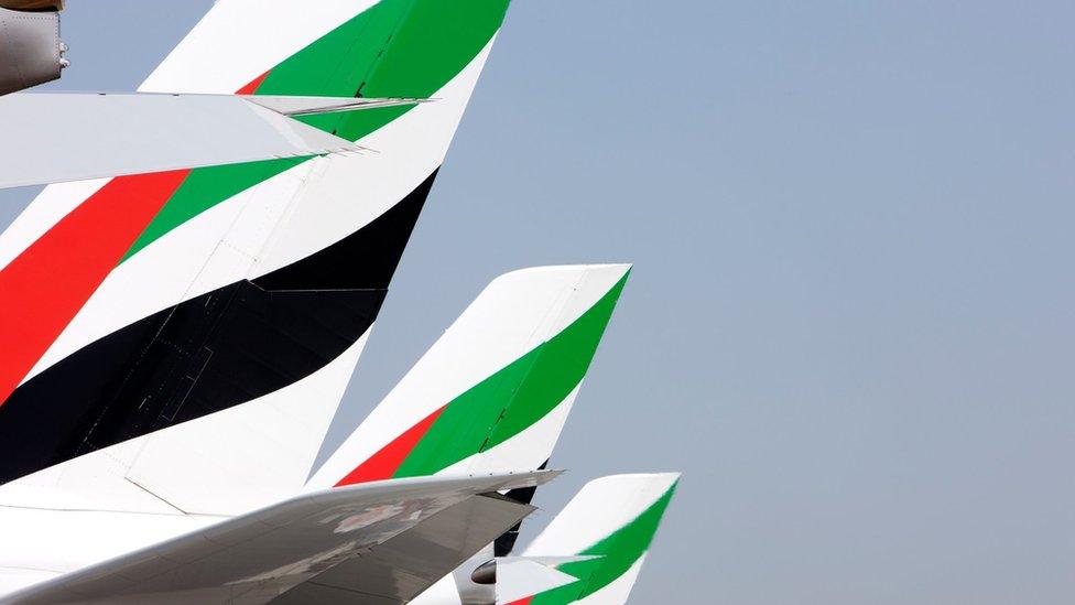 Emirates A380 tailfins