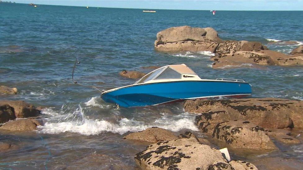 Boat on rocks