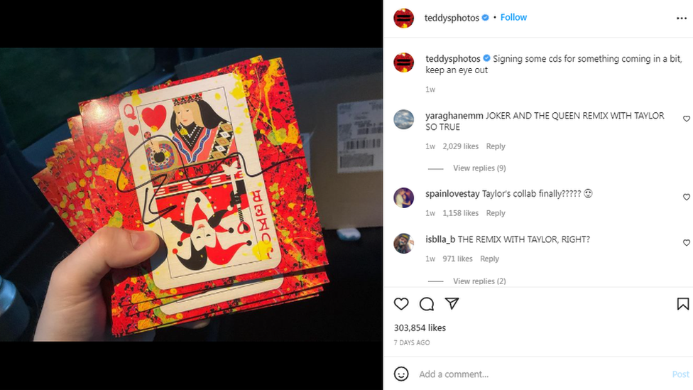 Ed Sheeran posts picture of playing card