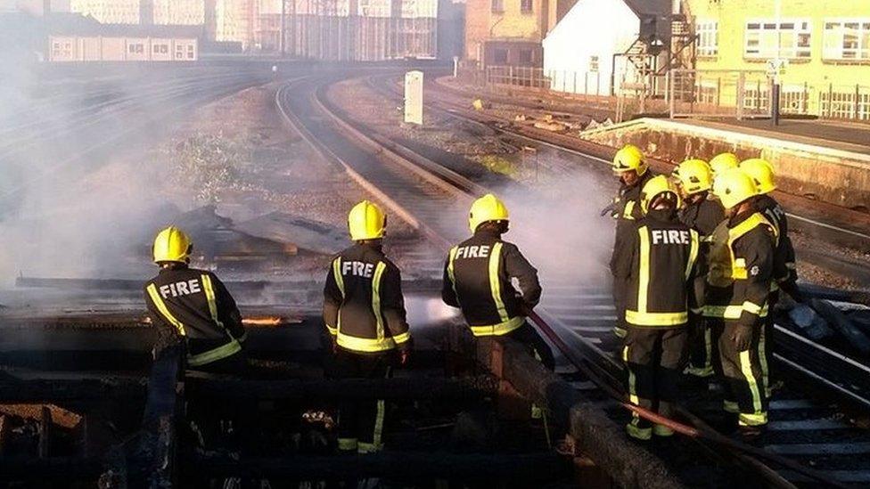 trackside fire in Vauxhall