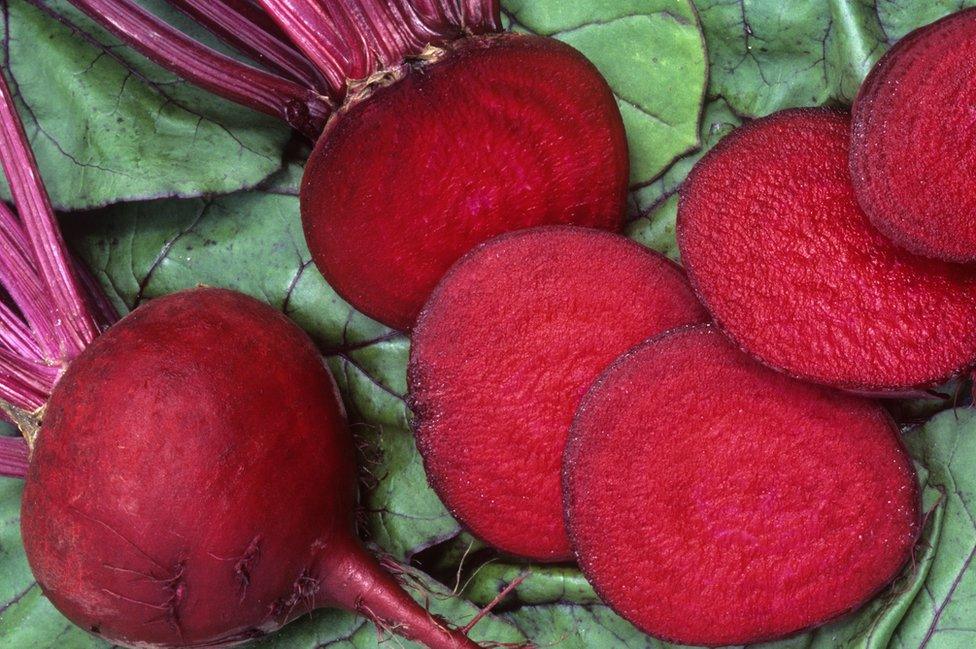 Sliced red beets