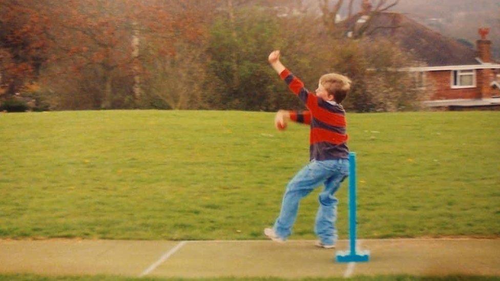 Robbie bowling as a child