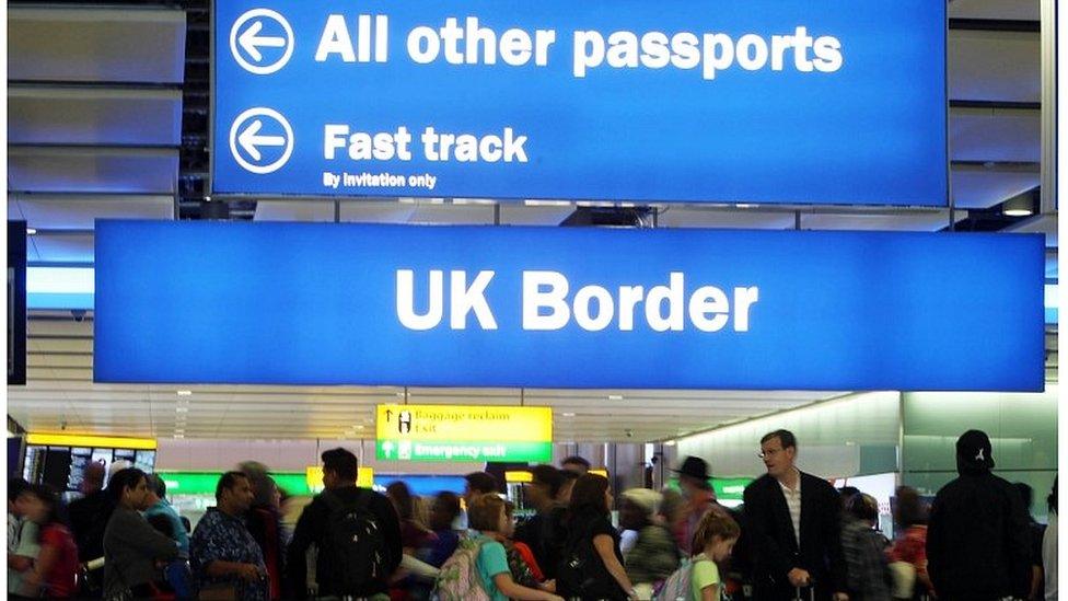 Passport control at Heathrow airport