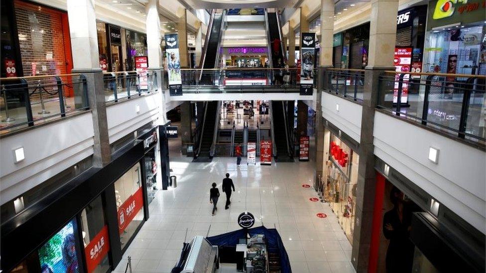 An empty shopping mall in Tel Aviv