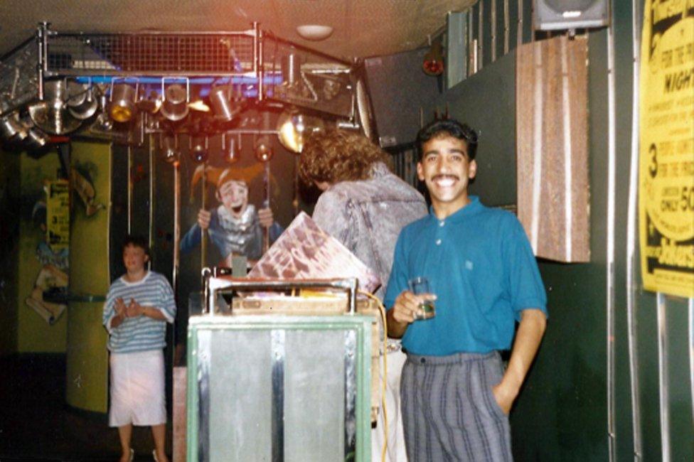 Moey Hassan learning the DJ's art from Mark Lacey in 1986