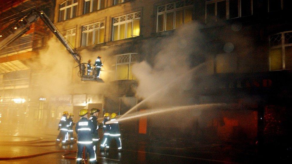 The fire spread to buildings in Edinburgh's Cowgate, Chambers Street and South Bridge