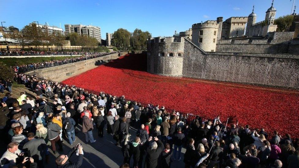 Poppies installation at Tower of London