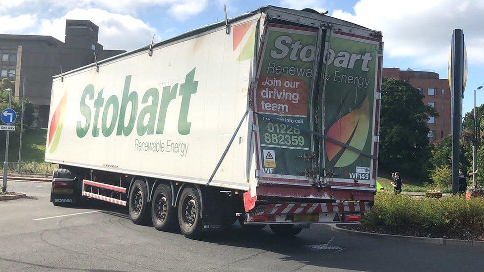 damaged lorry