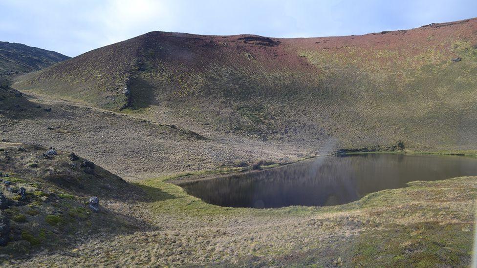 The lake is on the western side of the island, directly in the path of sea spray