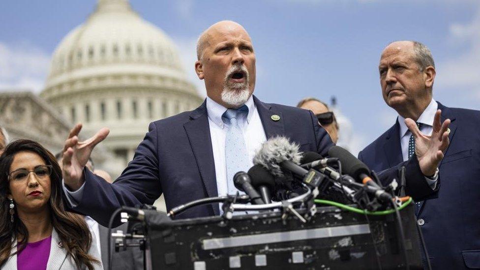 Republican Representative from Texas Chip Roy outside the US Capitol on 30 May 2023