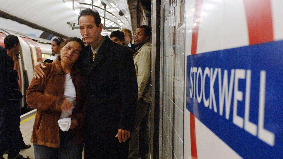 De Menezes' parents at Stockwell Tube station