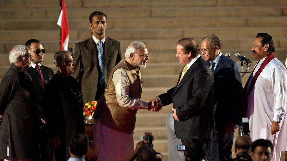 Pakistan's PM Nawaz Sharif at Narendra Modi's inauguration