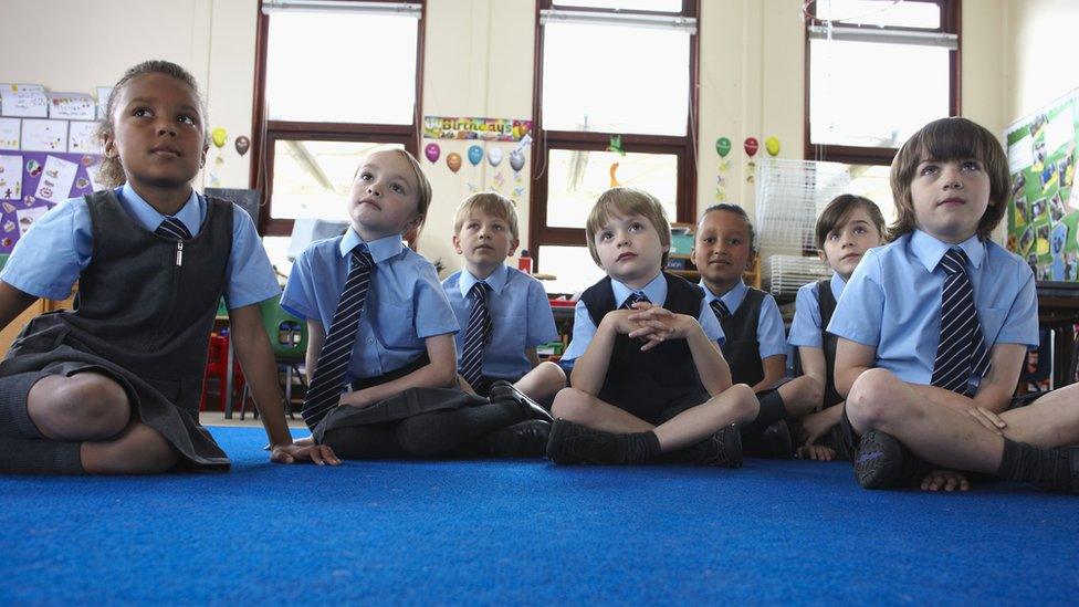 Primary school children in classroom