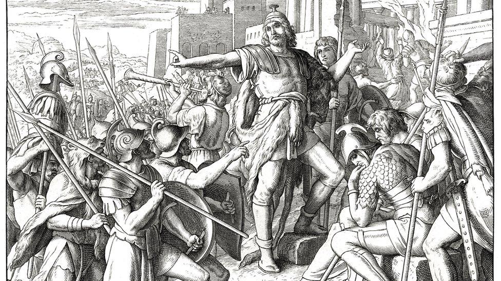 Maccabees rising up against the Greeks