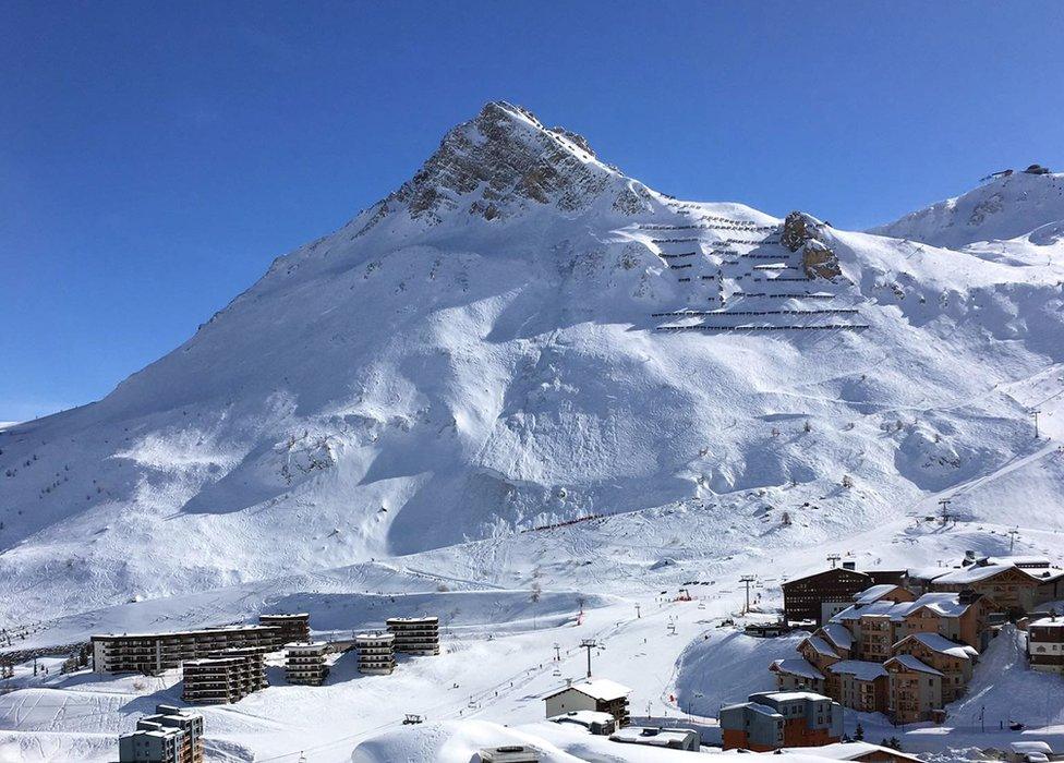 The mountain in Tignes which was hit by an avalanche