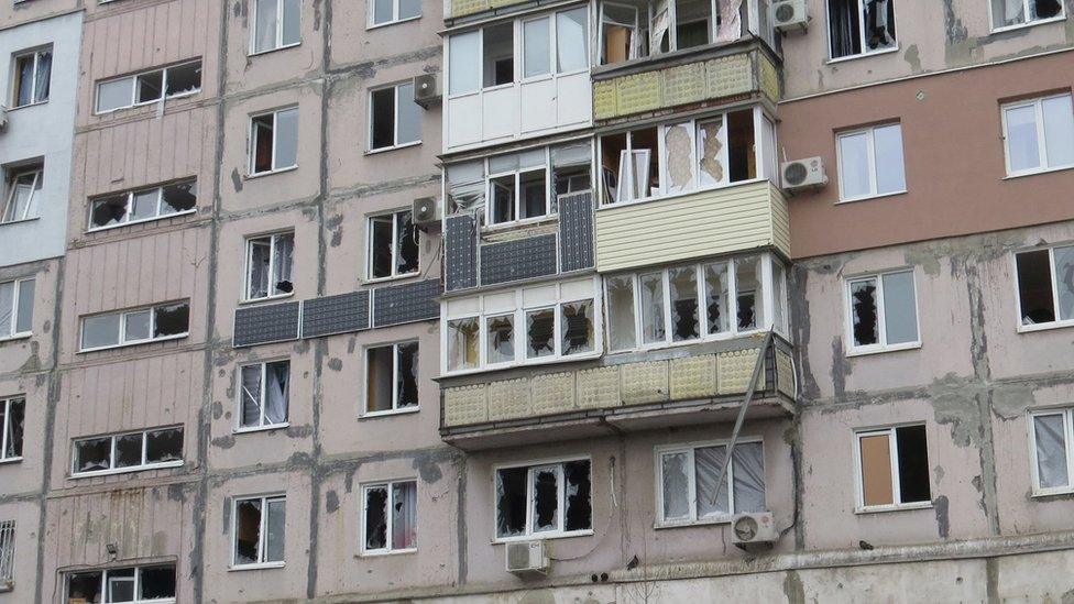 A residential buildfing in Mariupol