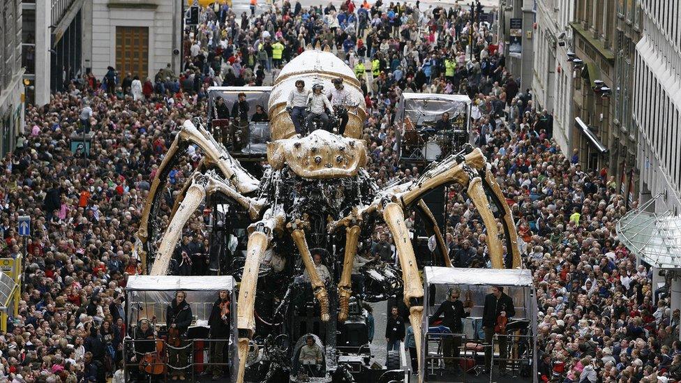 The giant mechanical spider 'La Princesse' parades through Liverpool