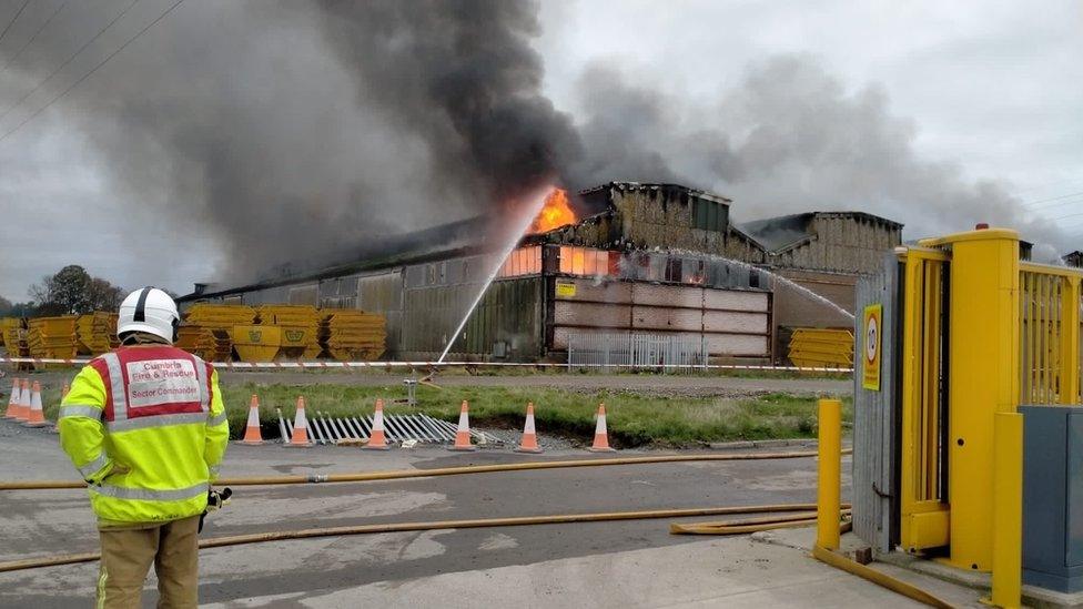 Recycling centre fire