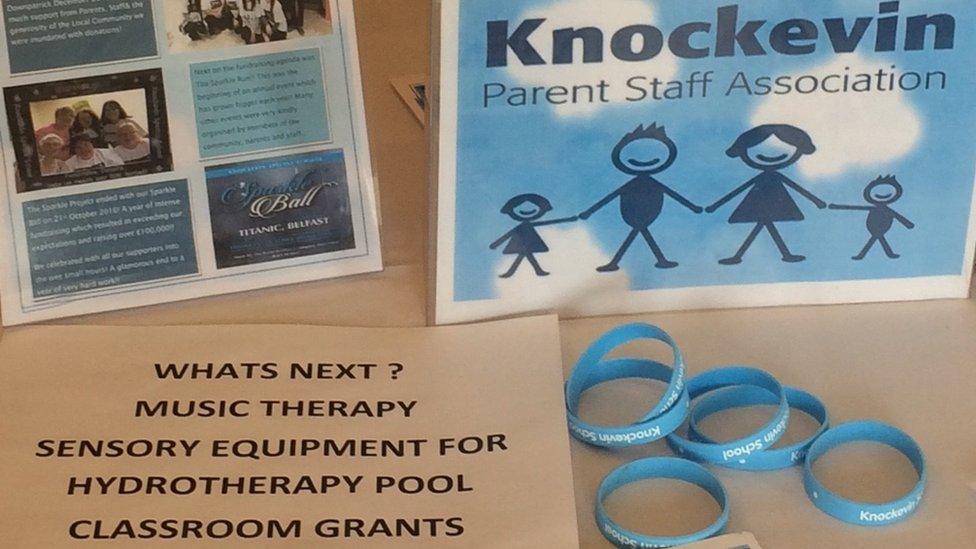 Knockevin Parent Staff Association display on a table