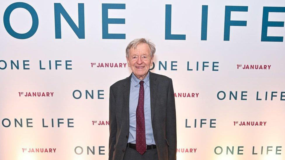 Lord Alfred Dubs attends the launch of the One Life Digital Exhibition at National Portrait Gallery on 11 December 2023 in London