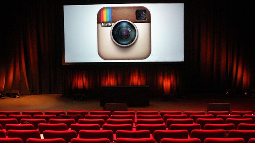 Image showing Instagram on a cinema screen