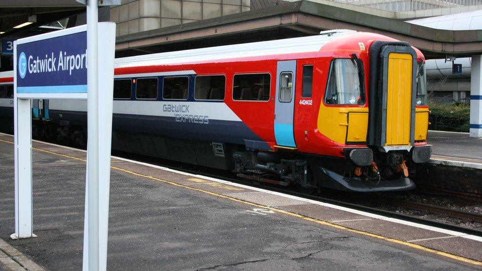 Gatwick Express train at the airport