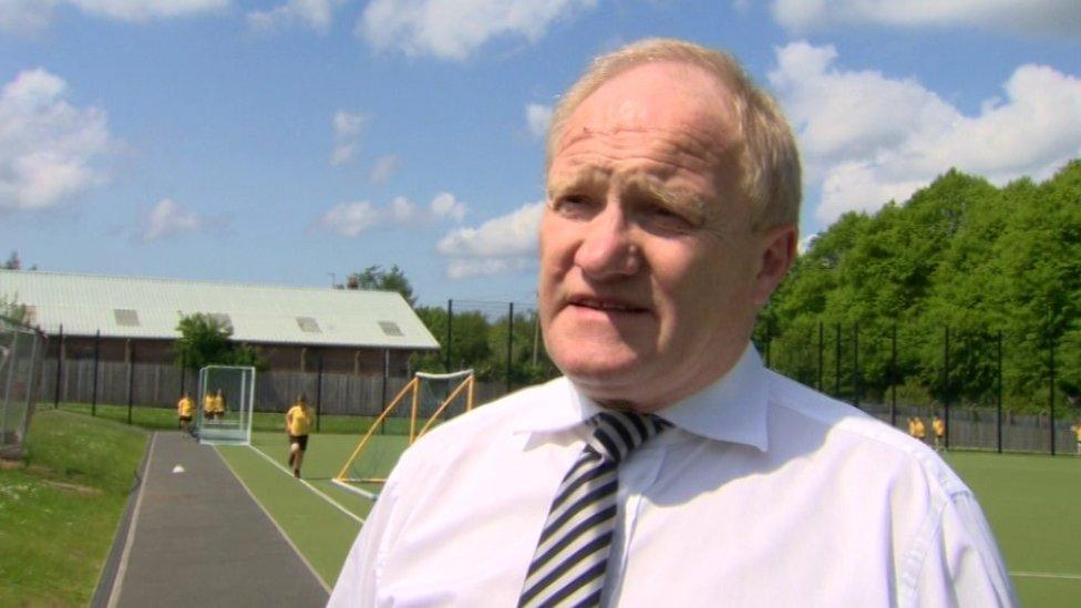 School principal Terry Shields doing an interview with the BBC