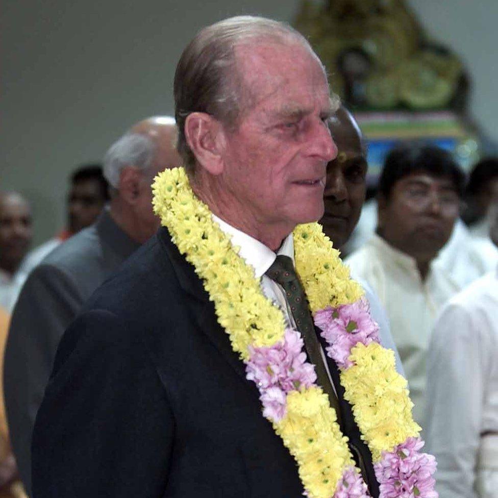 Prince Philip visiting Hindu temple in London