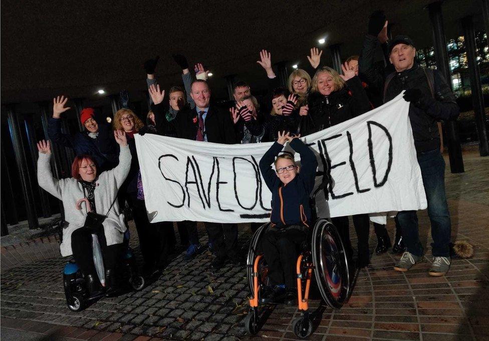 Save Our Field campaigners from West Denton, led by seven-year-old Dylan Kirkley, outside Newcastle Civic Centre