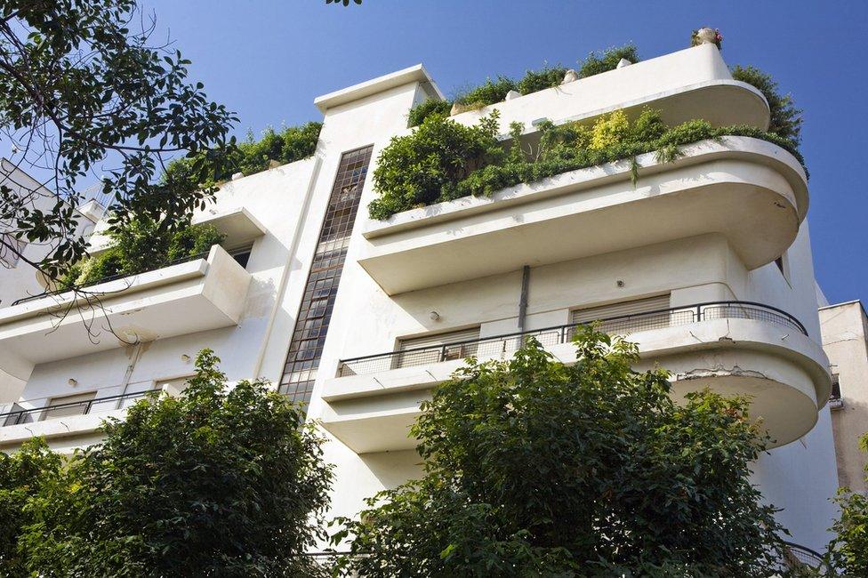 View at original Bauhaus building, Emile Zola Street, Tel Aviv, Israel, Middle East