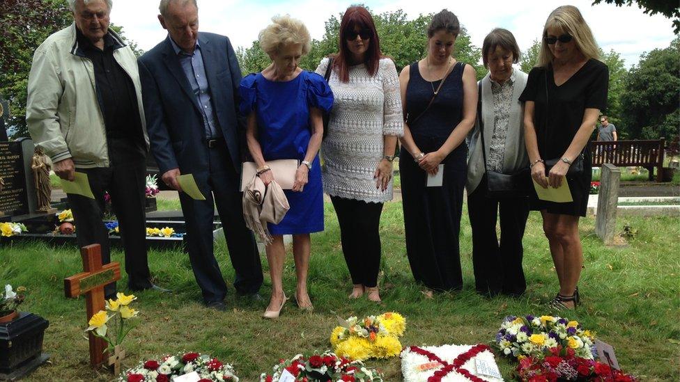 Frank Le Villio's family at his grave