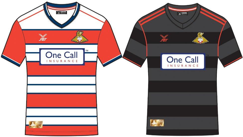 Doncaster Rovers 2016/17 home and away shirts