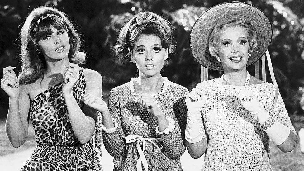 Tina Louise as Ginger, Dawn Wells as Mary Ann and Natalie Schaefer as Mrs Howell in Gilligan's Island