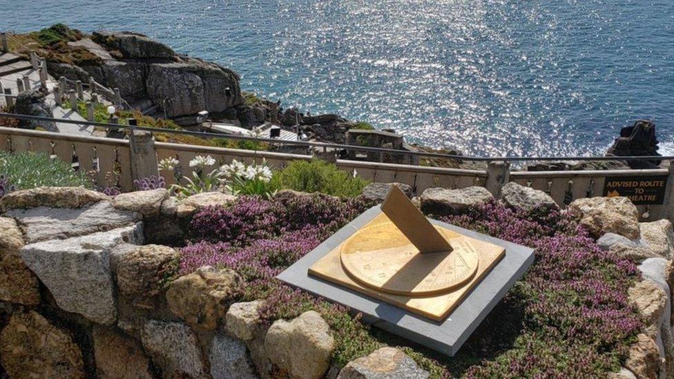 A sundial at The Minack Theatre