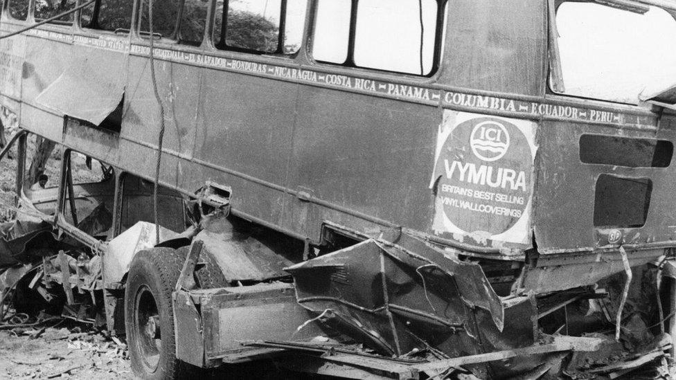 Badly damaged bus