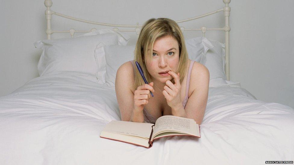 Bridget Jones with her diary