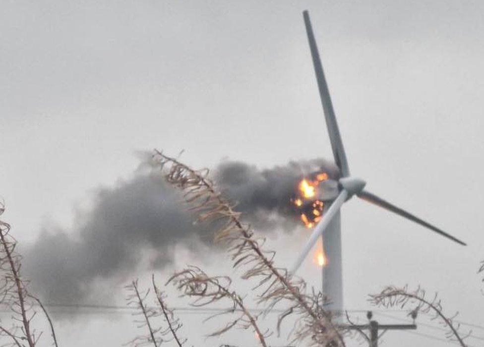 Wind turbine fire