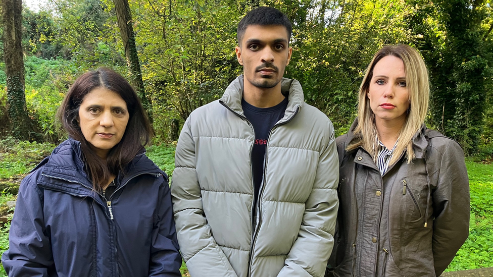 Harry Takhar's wife and son with Jo Whitehead from West Mercia Police