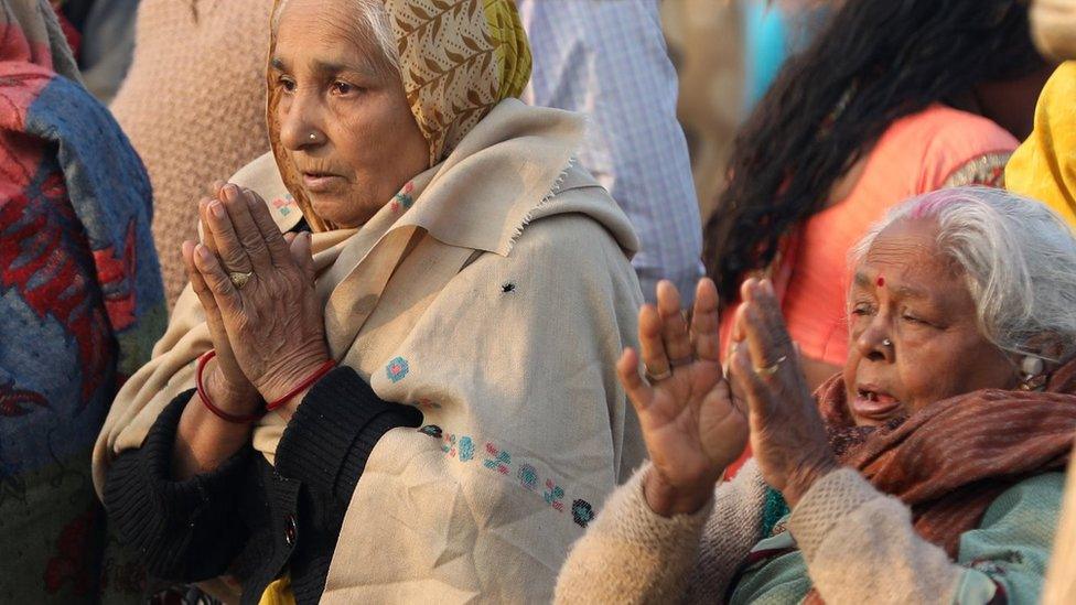 Manorama, left and GIrija became friends at the Kumbh Mela