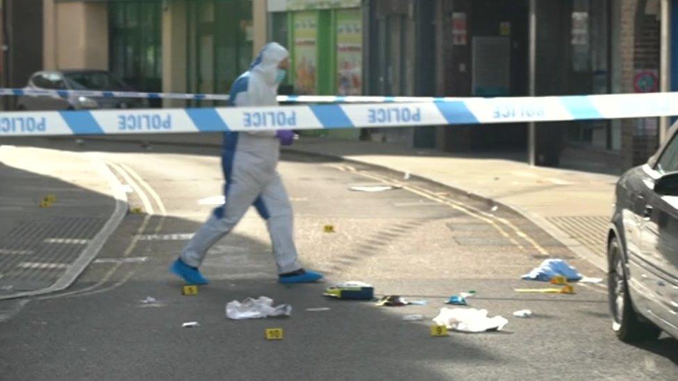 Police at the scene of a fatal hit-and-run crash in Oswestry