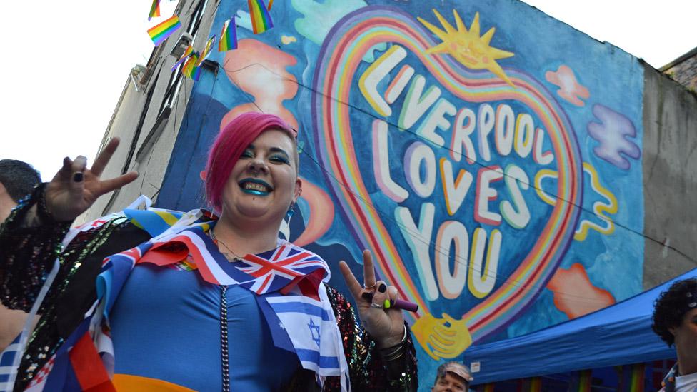 Eurovision fan Cara outside the Masquerade bar in Liverpool before the Eurovision final