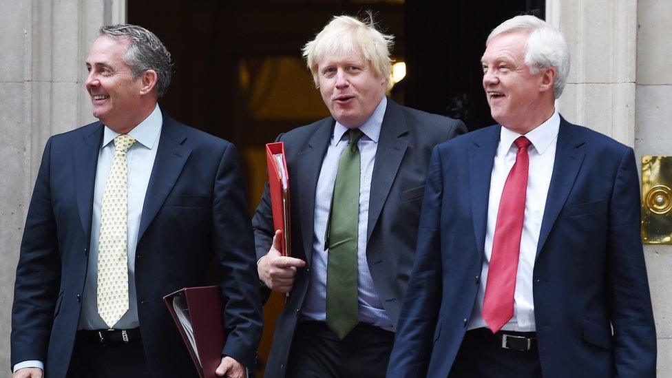 Liam Fox, Boris Johnson and David Davis