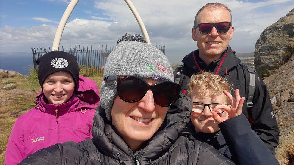 Nichola with family at North Berwick Law