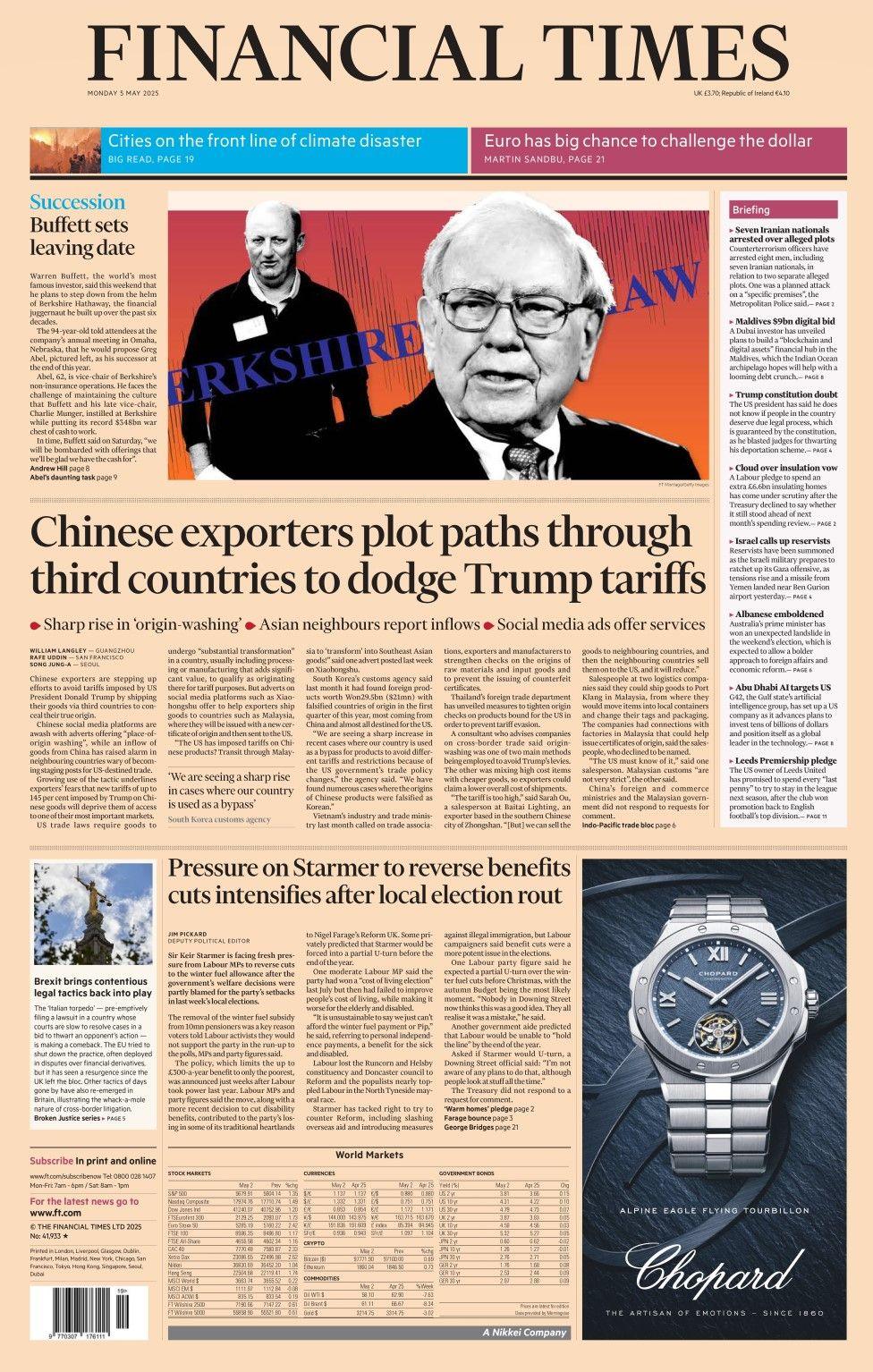 The headline in the Financial Times reads: Chinese exporters plot paths through third countries to dodge Trump tariffs
