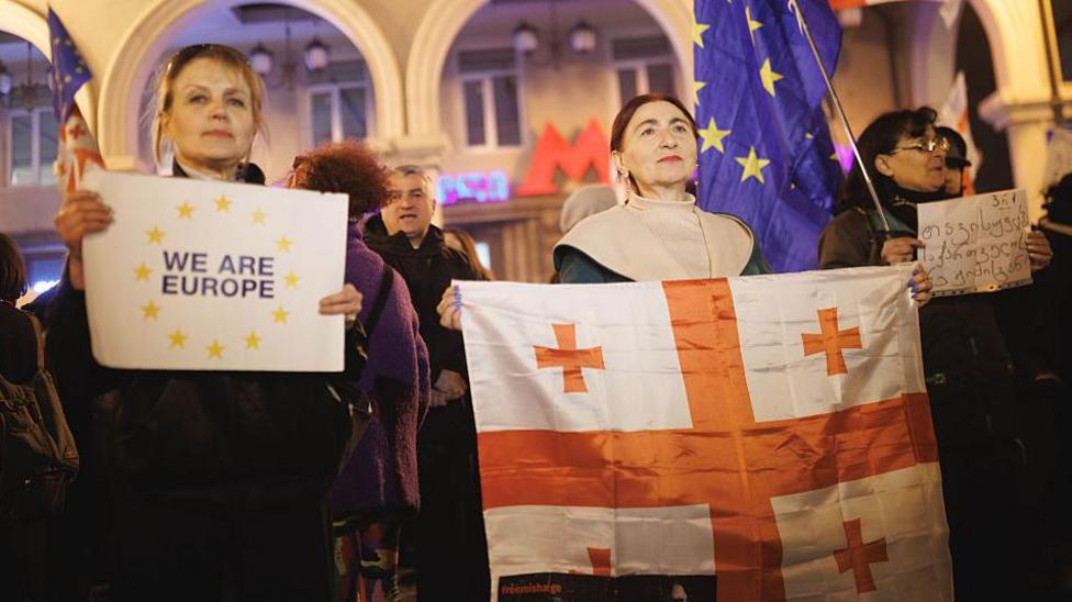 Georgia's pro-EU protesters defiant year after accession process was halted