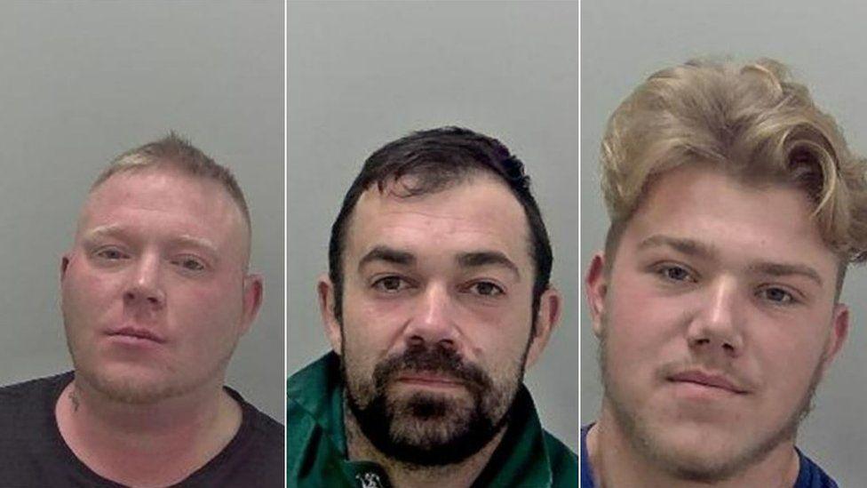 John Lock, Luke Bellis and Ajay Price seen in police mugshots.